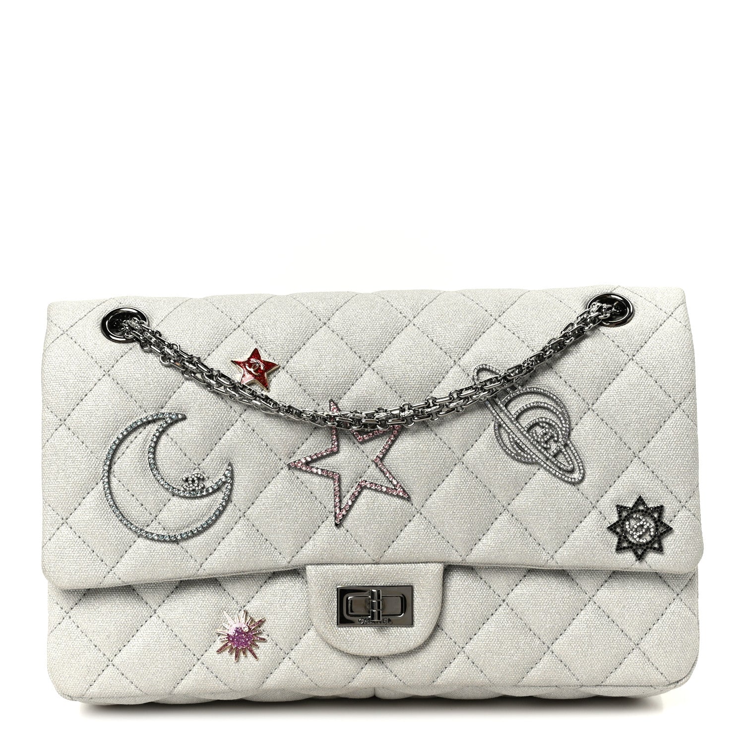 Chanel Metallic Canvas Space Charms 2.55 Reissue 226 Flap Silver 1 of 10