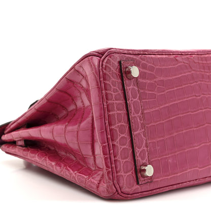 Hermes Shiny Niloticus Crocodile Birkin 25 Rose Scheherazade 10 of 14