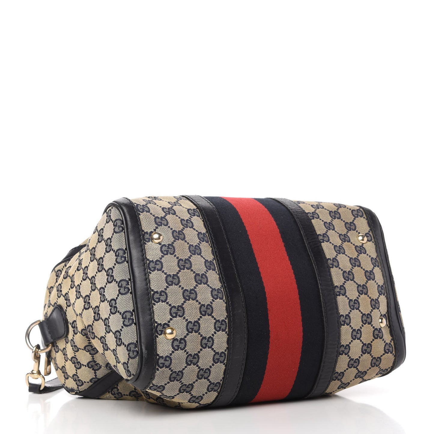 Monogram Selleria Calfskin Vintage Web Medium Boston Beige Blue