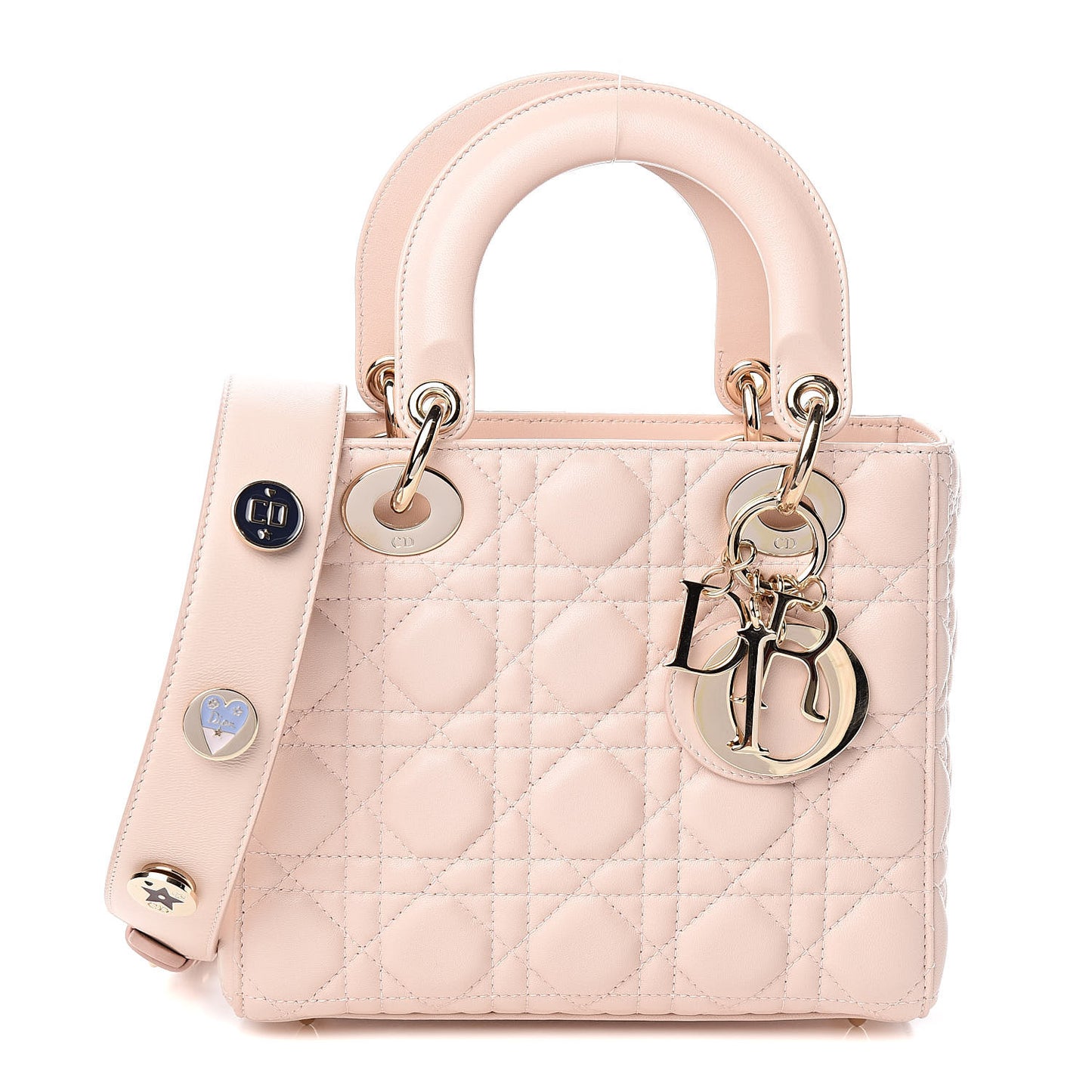 Lambskin Cannage Small Lucky Badges My Lady Dior Pink