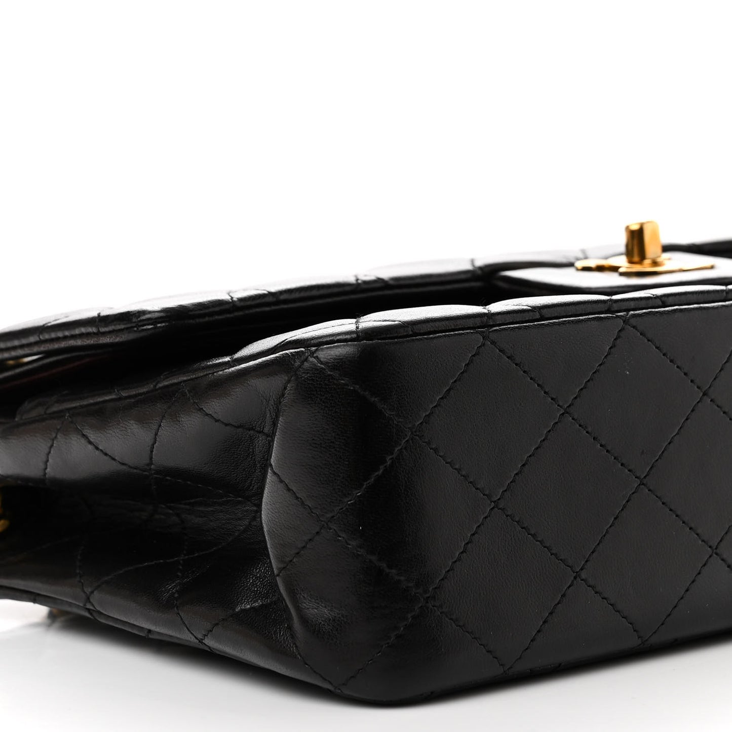 Lambskin Quilted Medium Double Flap Black