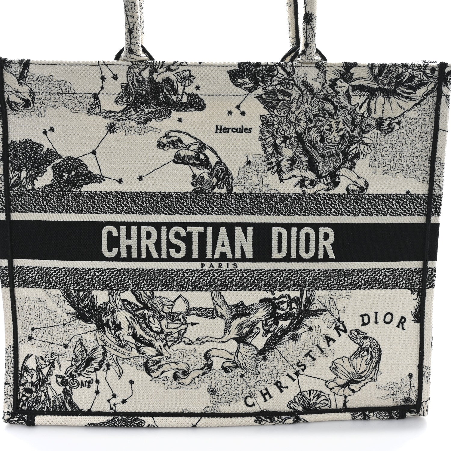 Christian Dior Canvas Embroidered Large Zodiac Toile De Jouy Book Tote Latte 8 of 12