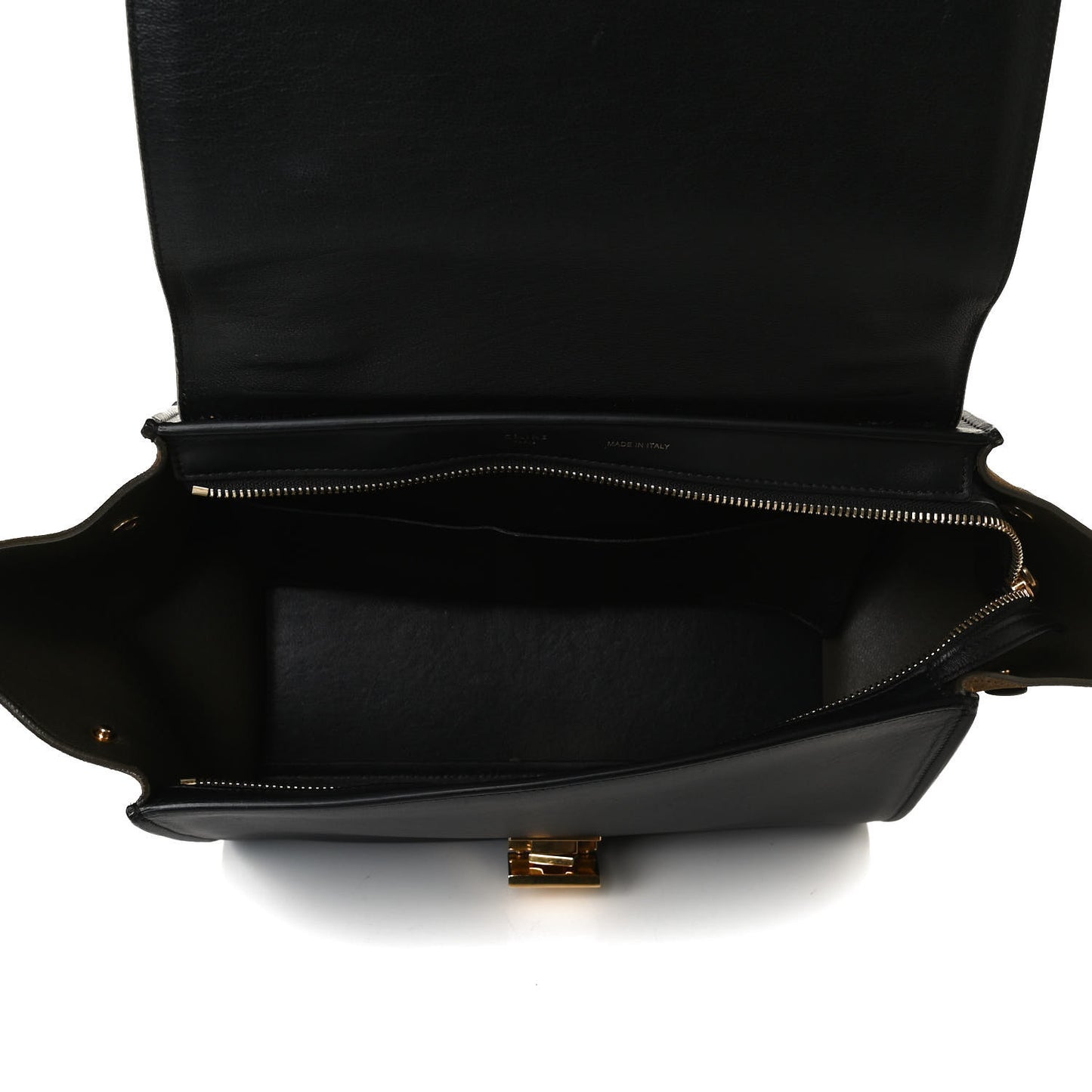 Smooth Calfskin Suede Medium Tri-Color Trapeze Cream Black Brown