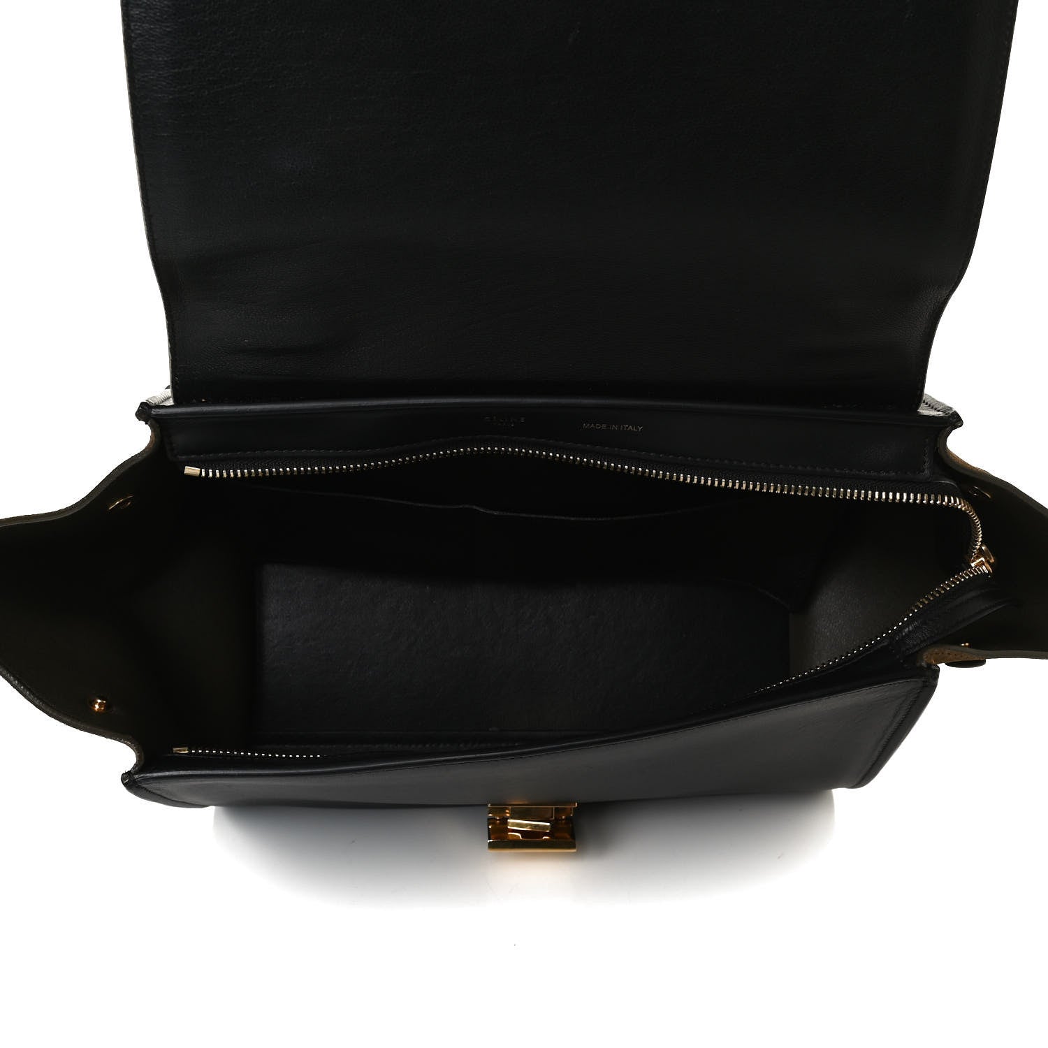 Celine Smooth Calfskin Suede Medium Tri-Color Trapeze Cream Black Brown 4 of 20