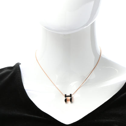 Hermes Lacquered Rose Gold Pop H Pendant Necklace Black 2 of 4