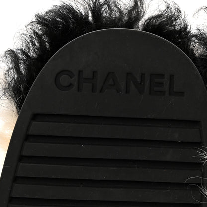 Chanel Shearling Sheepskin High Boots 37.5 Ivory Black 7 of 10