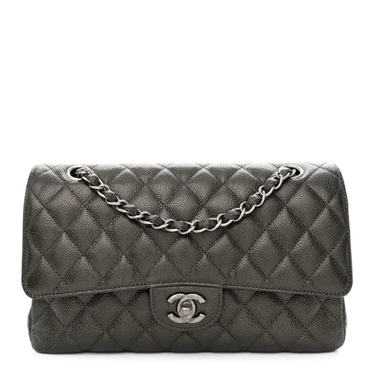 Chanel Metallic Caviar Quilted Medium Double Flap Dark Charcoal 1 of 11