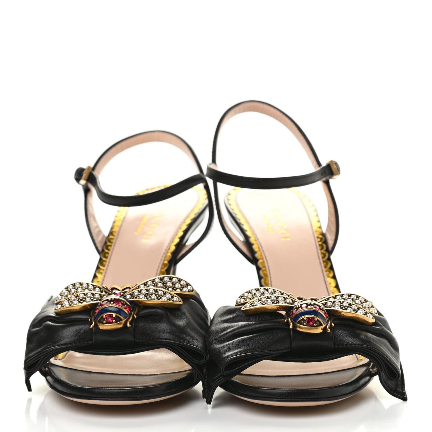 Nappa Queen Margaret Mid Heel Sandals 36 Black