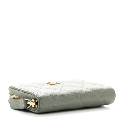 Chanel Iridescent Caviar Quilted Zip Coin Purse Green 4 of 9