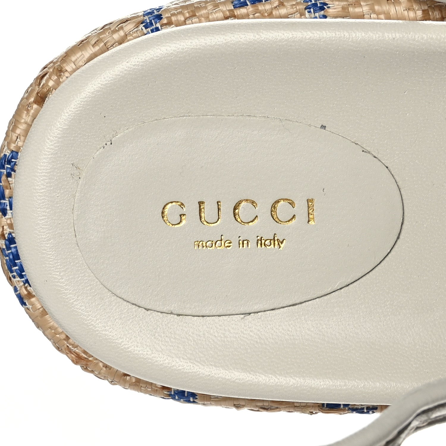 Gucci Raffia GG Monogram Granada Kid Angelina Platform 35mm Slingback Sandals 41 Natural Royale Mystic White 7 of 8
