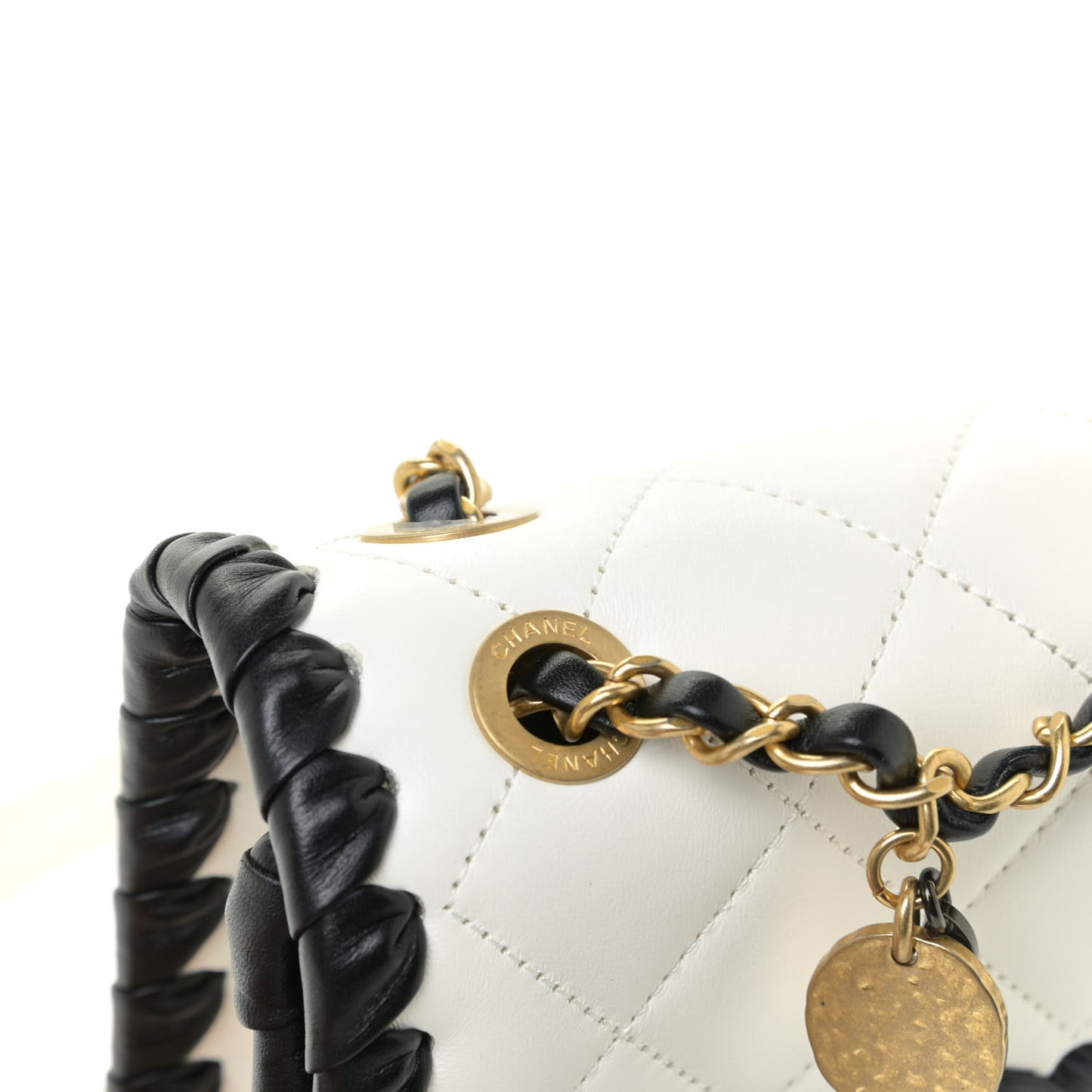Braided Calfskin Mini My Own Frame Flap White