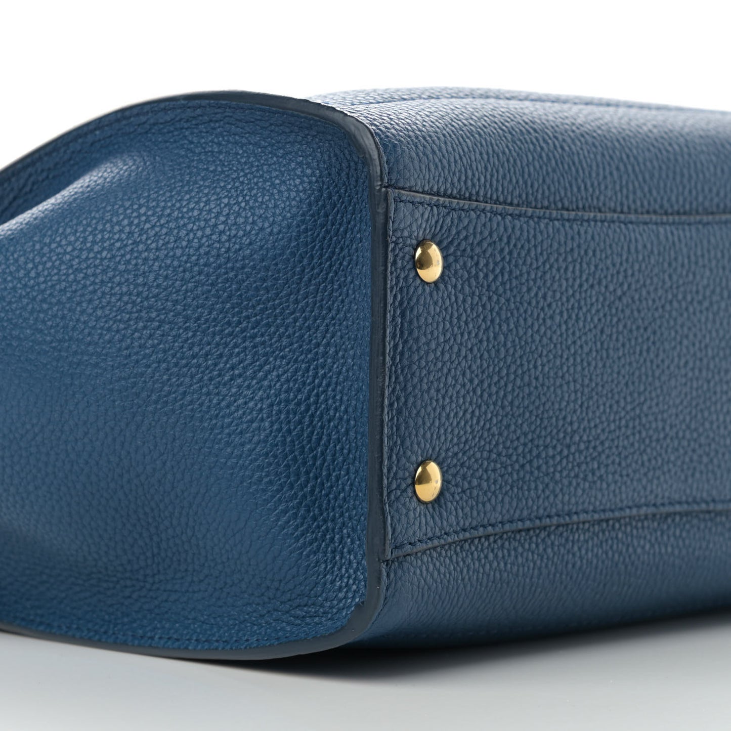 Hammered Calfskin Double Handle Small Amy Tote Blue