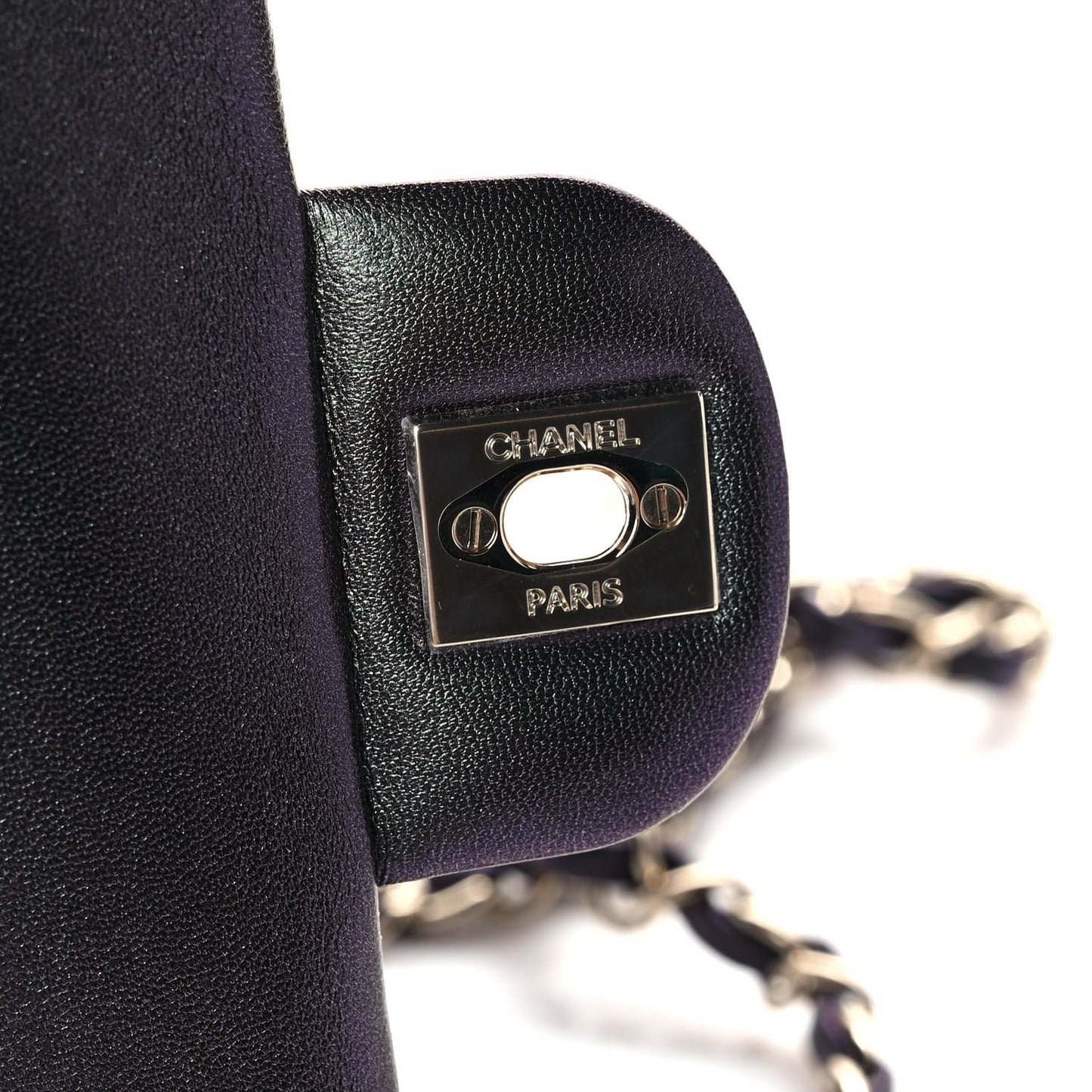 Iridescent Lambskin Quilted Mini Rectangular Flap Black