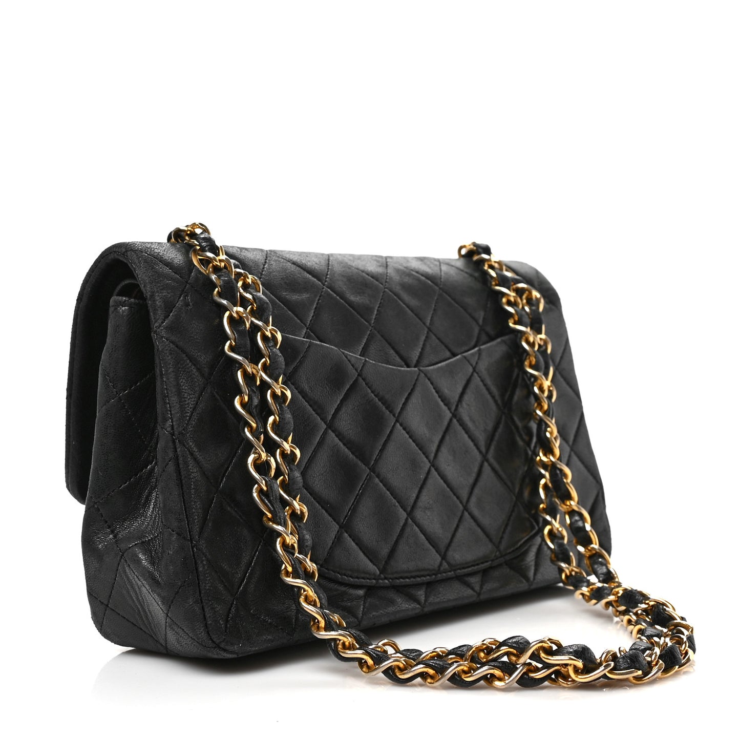 Lambskin Quilted Small Double Flap Black