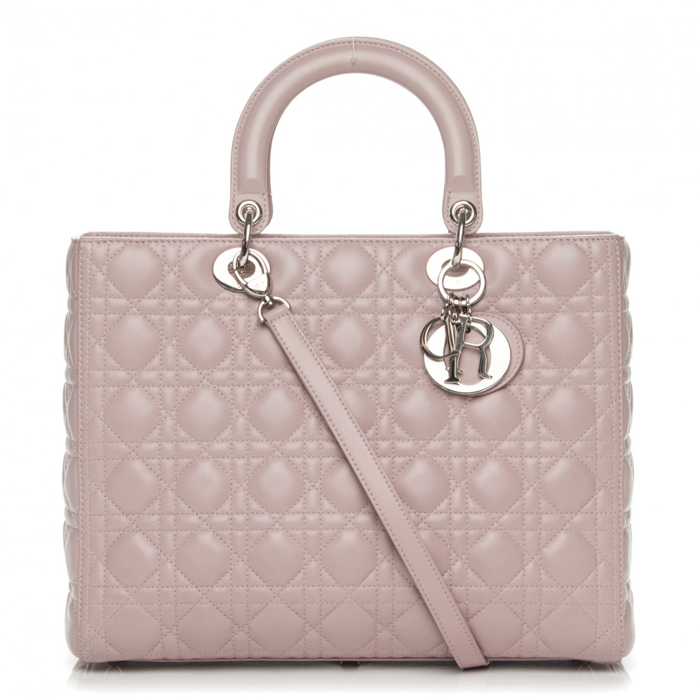 Lambskin Cannage Large Lady Dior Rose Poudre