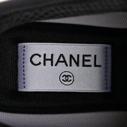 Chanel Mesh Suede Calfskin Grained Calfskin Womens CC Sneakers 37.5 White Black 9 of 11