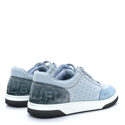Chanel Fabric Suede Calfskin Logo Sneakers 36 Light Blue Turquoise 5 of 10