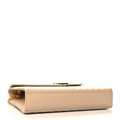 Saint Laurent Grain De Poudre Matelasse Chevron Large Monogram Satchel Nude Powder 4 of 10
