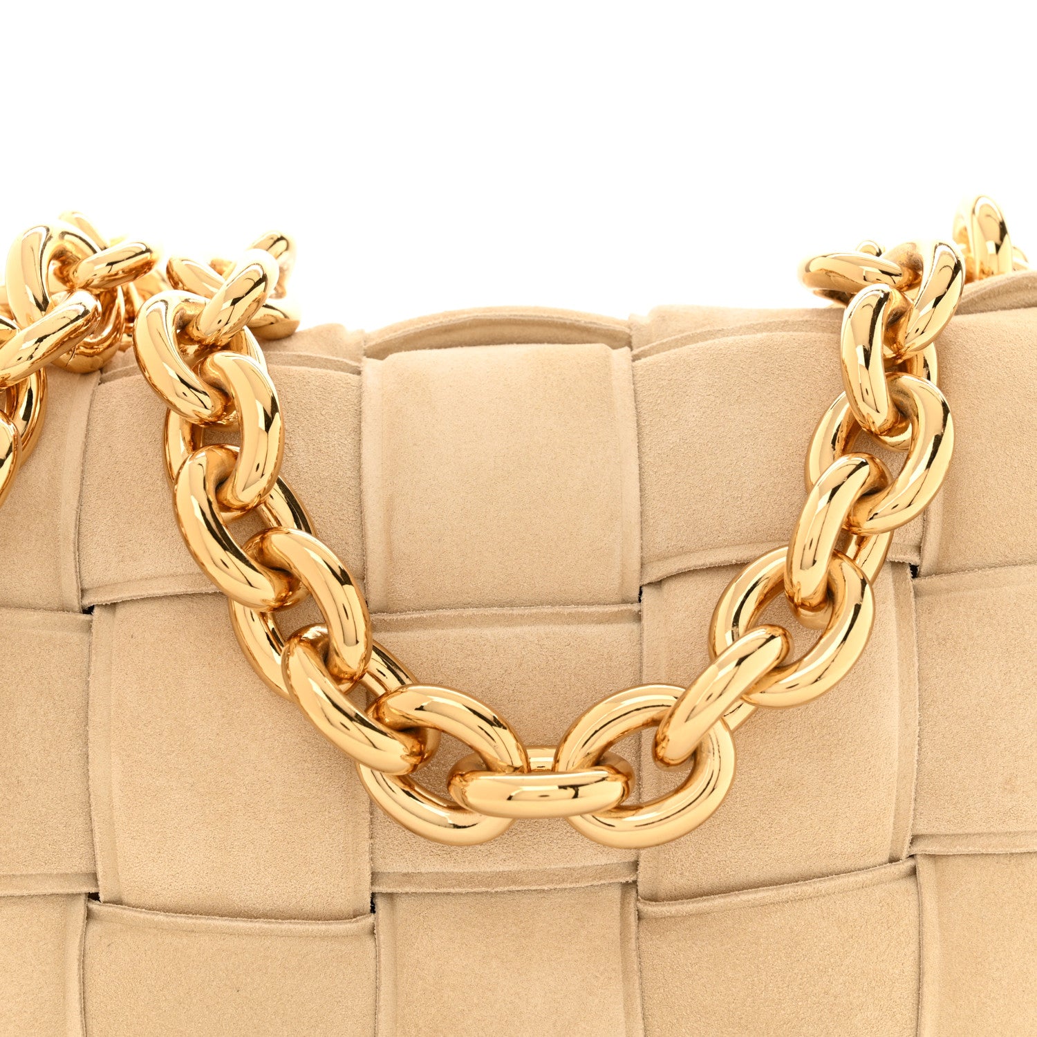 Bottega Veneta Suede Maxi Intrecciato Padded Chain Cassette Crossbody Bag Sand 8 of 16