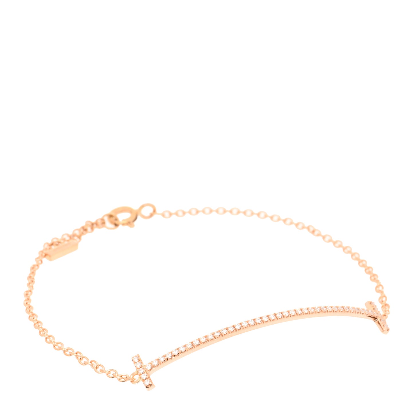 18K Rose Gold Diamond T Smile Bracelet