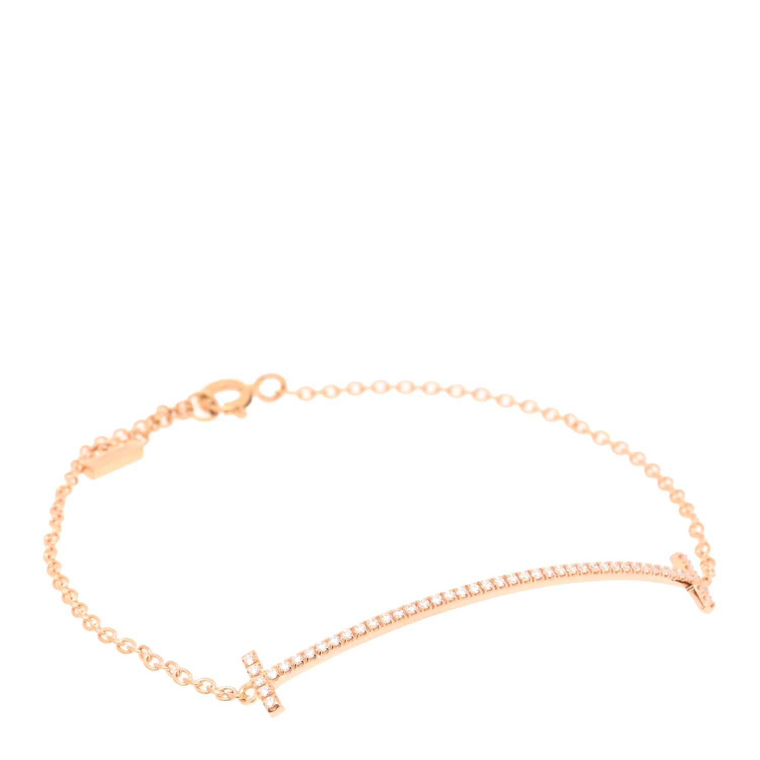 Tiffany 18K Rose Gold Diamond T Smile Bracelet 1 of 3