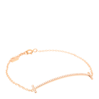 Tiffany 18K Rose Gold Diamond T Smile Bracelet 1 of 3
