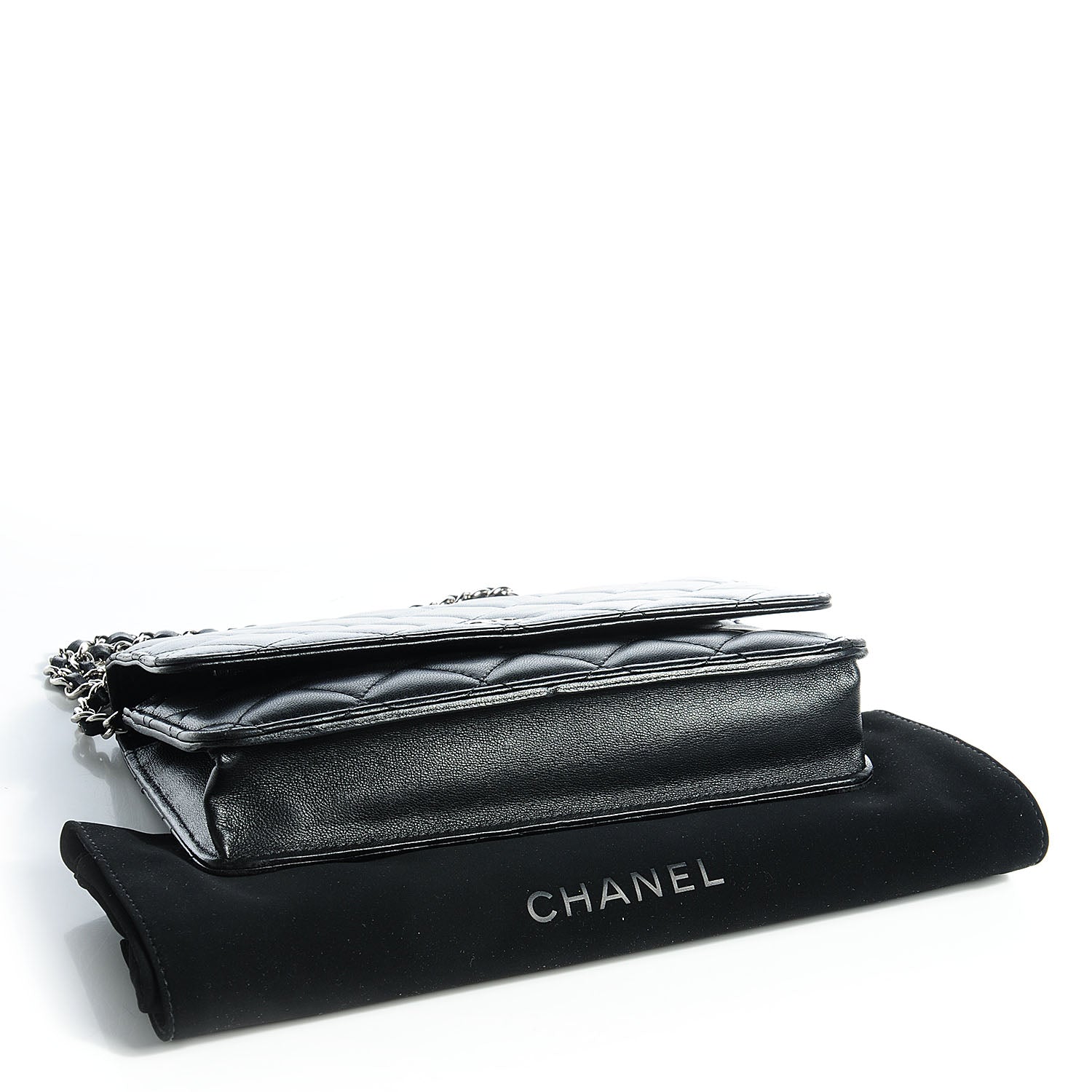 Chanel Lambskin Quilted Wallet On Chain WOC Black 4 of 8