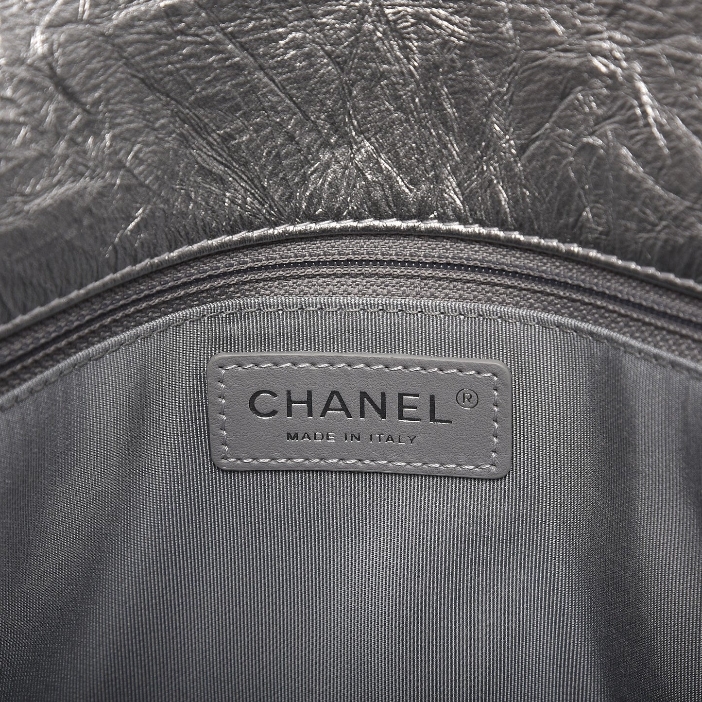 Metallic Crumpled Calfskin Big Bang Flap Bag Silver