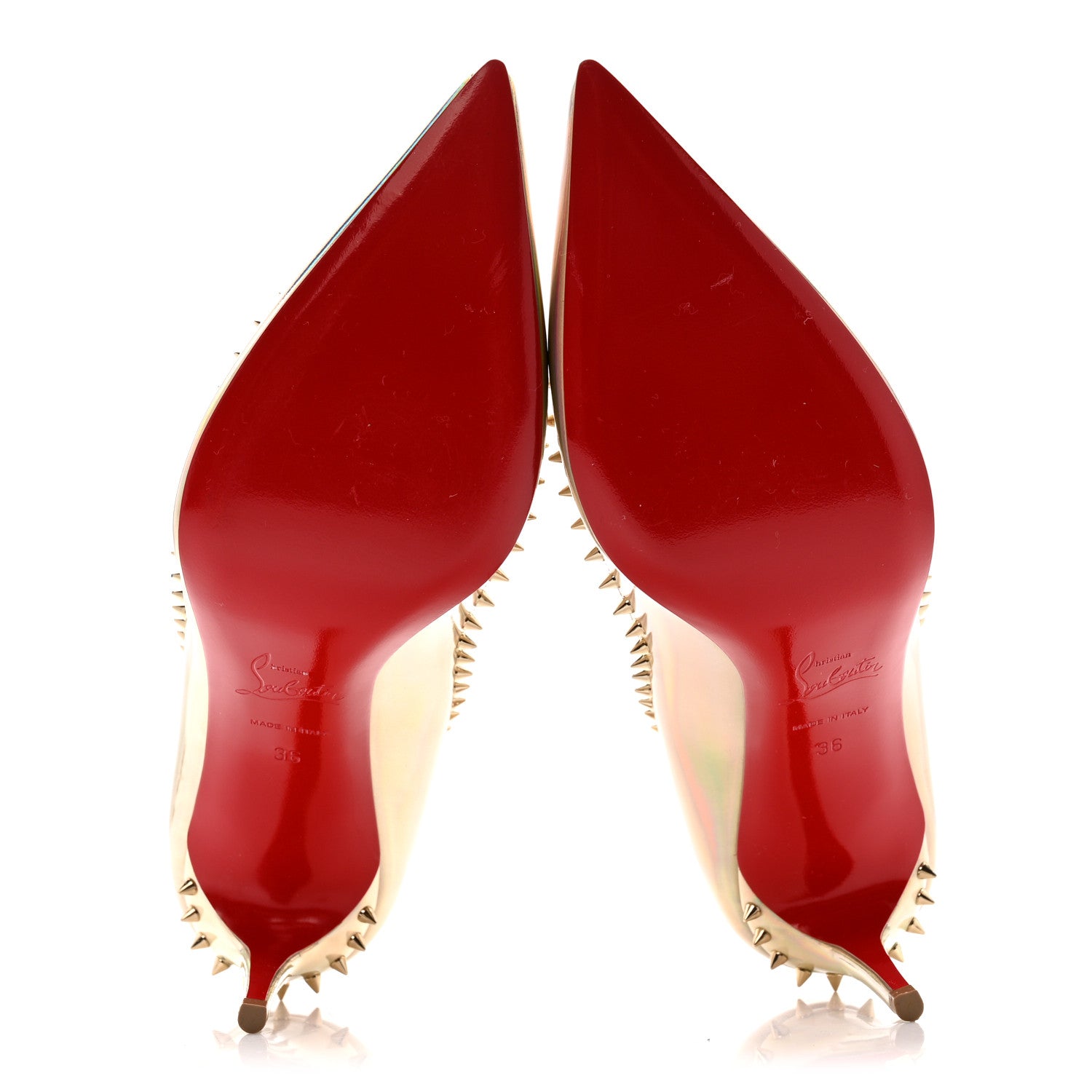 Christian Louboutin Metallic Patent Psychic Anjalina 85 Pumps 36 Platine 6 of 10
