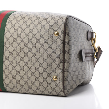 Gucci GG Supreme Monogram Textured Dollar Calfskin Web Large Savoy Duffle Bag Beige Ebony New Acero 9 of 9
