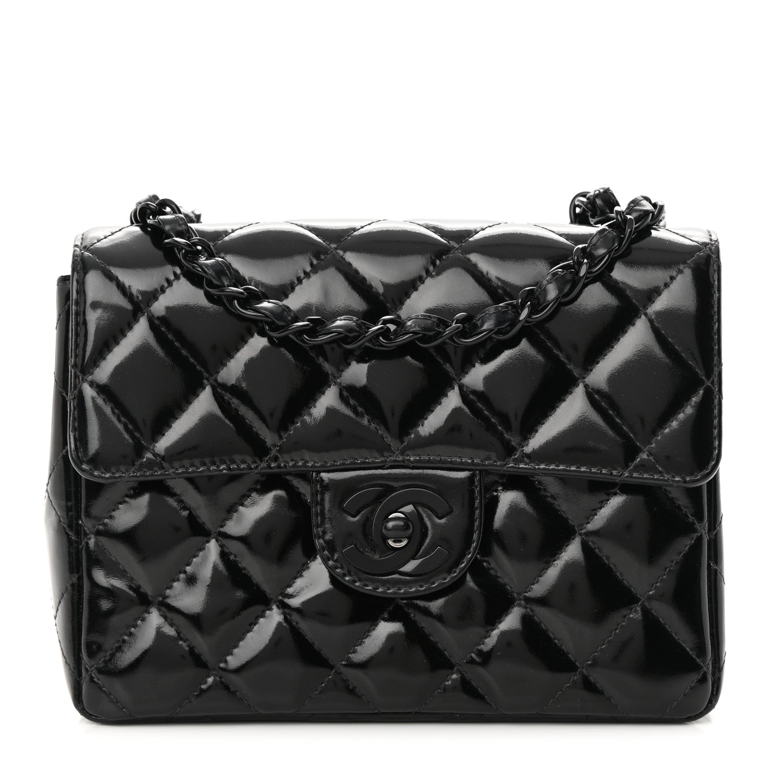 Chanel Patent Calfskin Quilted Mini Square Flap So Black 1 of 18