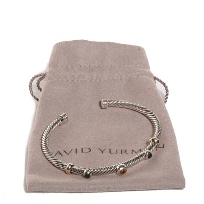 David Yurman Sterling Silver 18K Gold Citrine Green Tourmaline 4mm Renaissance Bracelet 5 of 5