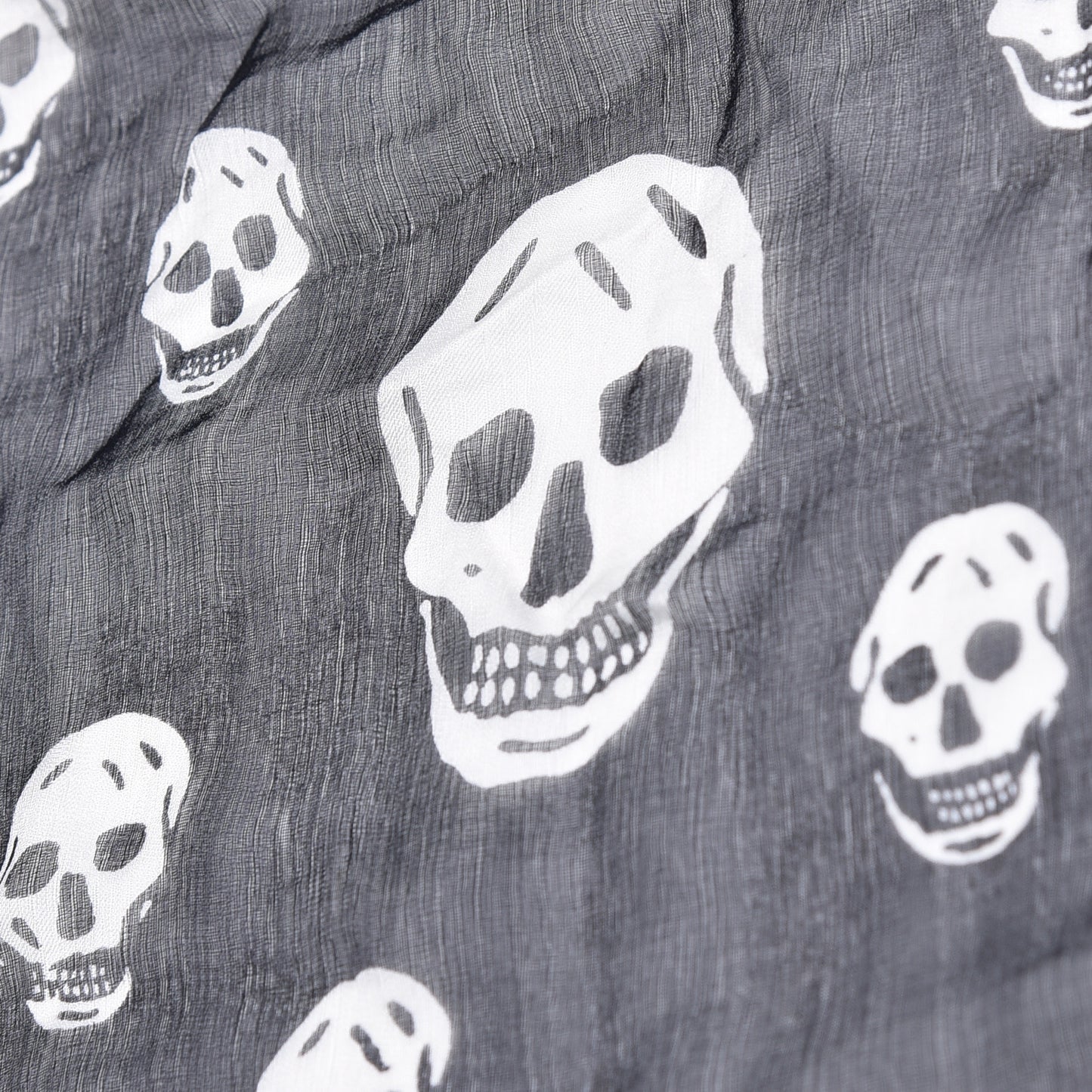 Silk Chiffon Skull Scarf Black Ivory