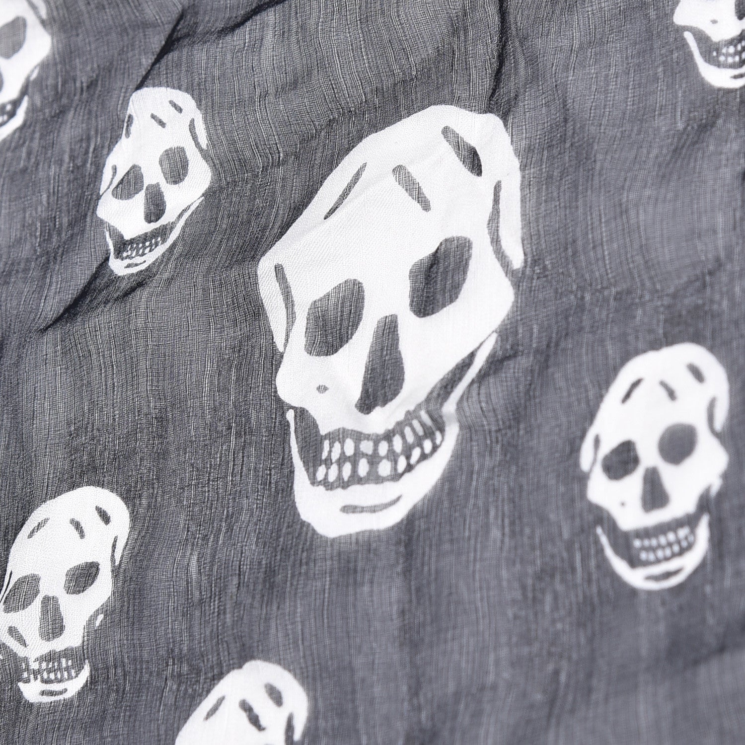 Alexander McQueen Silk Chiffon Skull Scarf Black Ivory 4 of 5