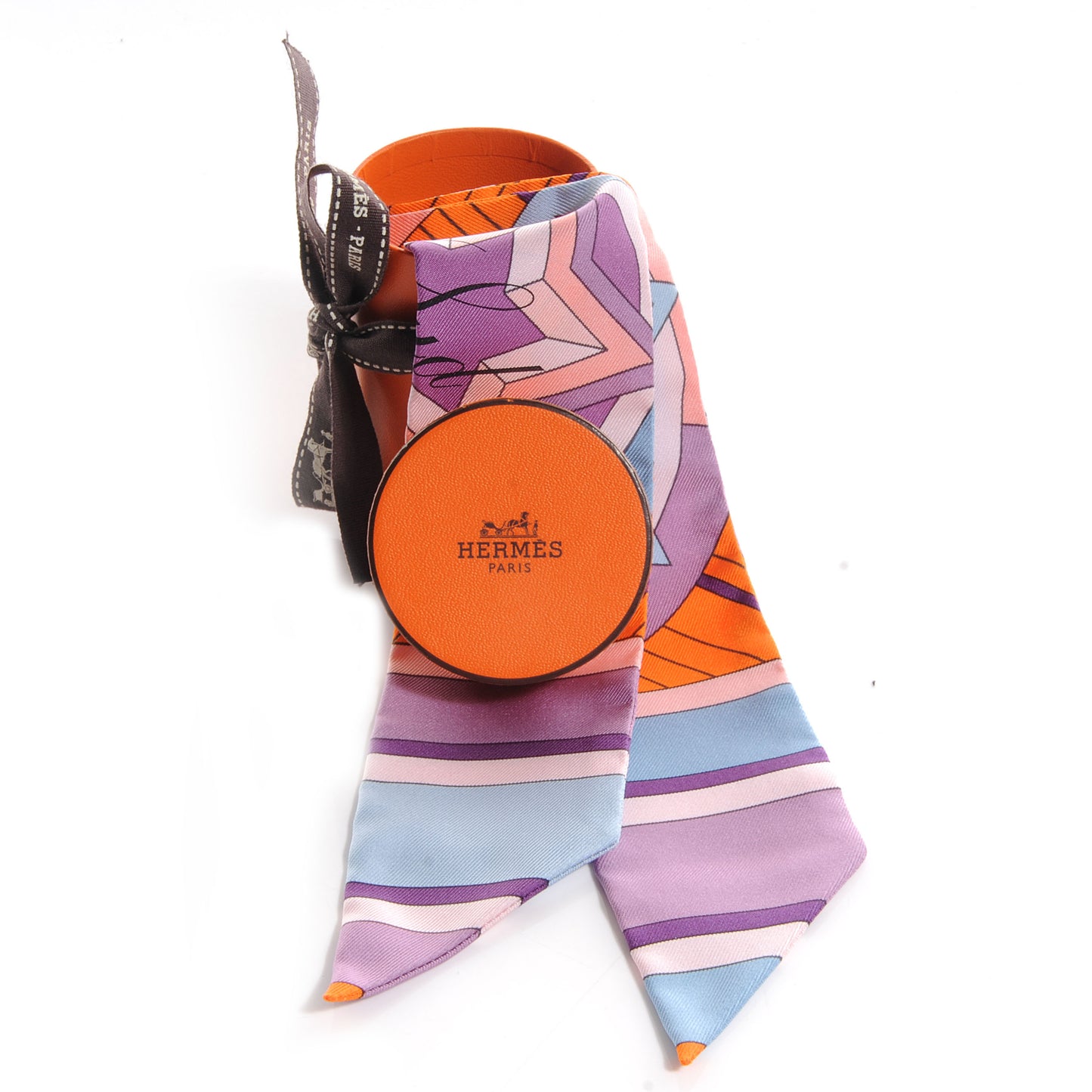 Silk La Rose Des Vents Twilly Orange Mauve Rose