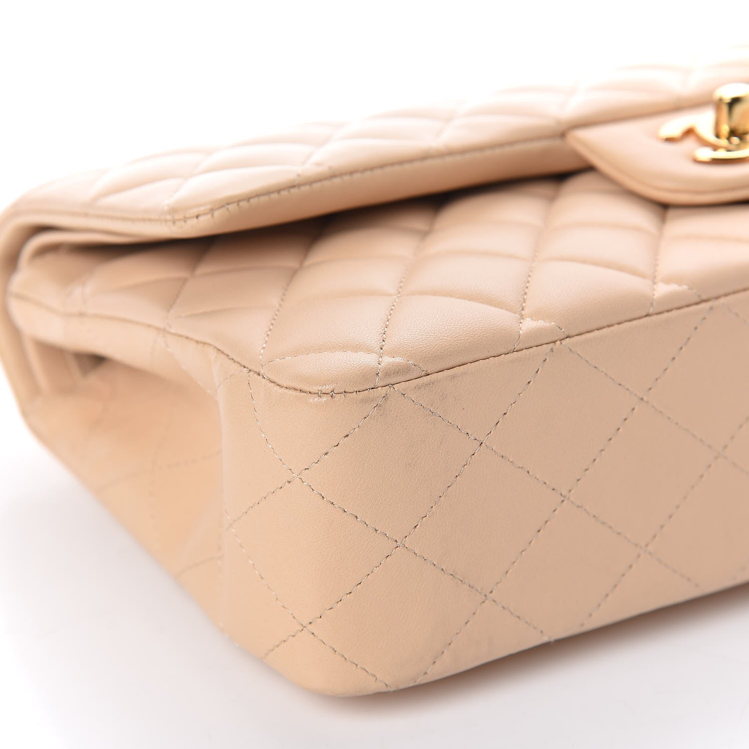 Chanel Lambskin Quilted Medium Double Flap Beige 8 of 14