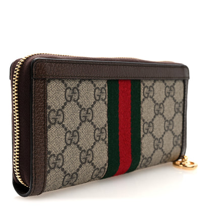 Gucci GG Supreme Monogram Web Ophidia Zip Around Wallet Brown 3 of 7