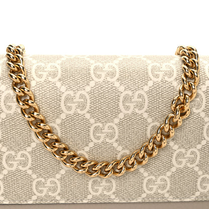 Gucci GG Supreme Monogram Textured Dollar Calfskin Mini GG Marmont Chain Wallet Mystic White Oatmeal 7 of 9