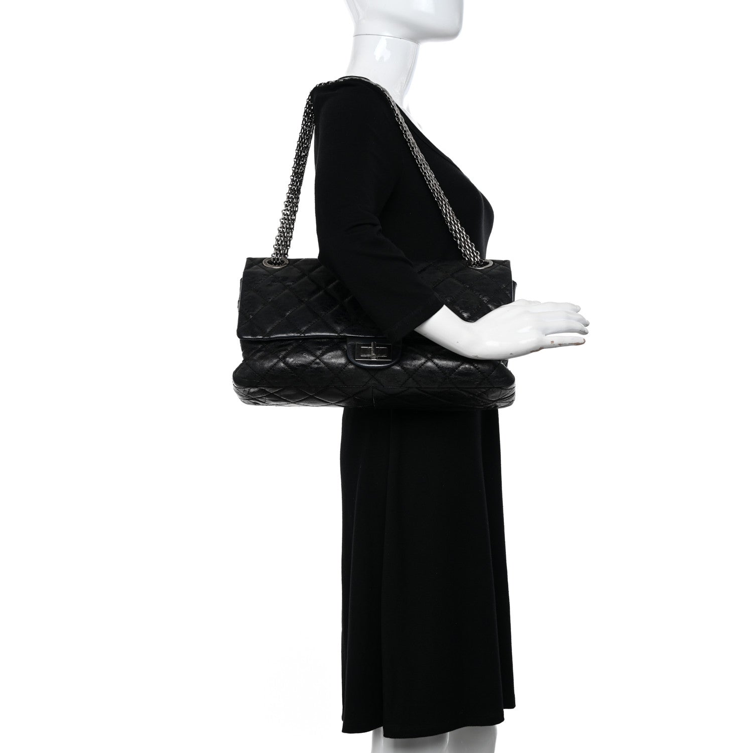 Chanel Metallic Aged Calfskin Quilted 2.55 Reissue 228 Flap Black 2 of 10