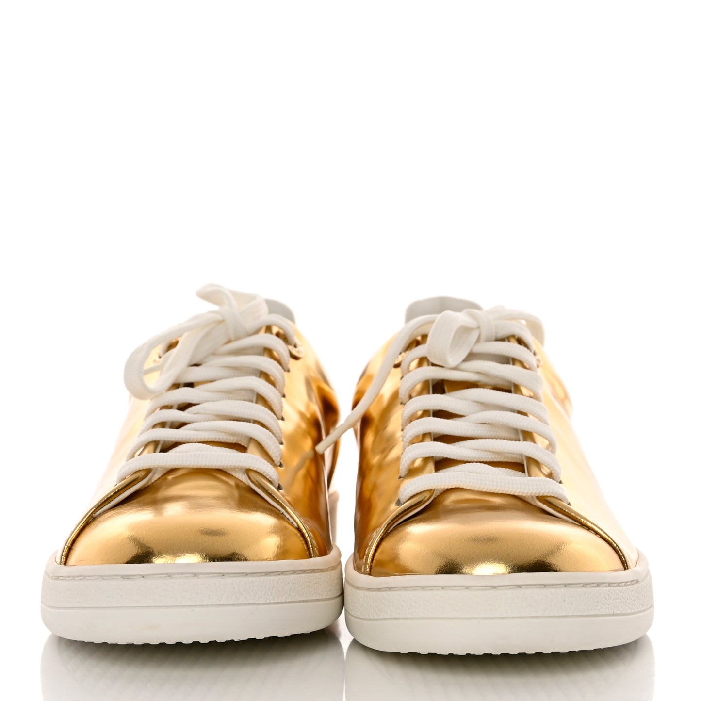 Metallic Calfskin Frontrow Sneakers 38 Gold