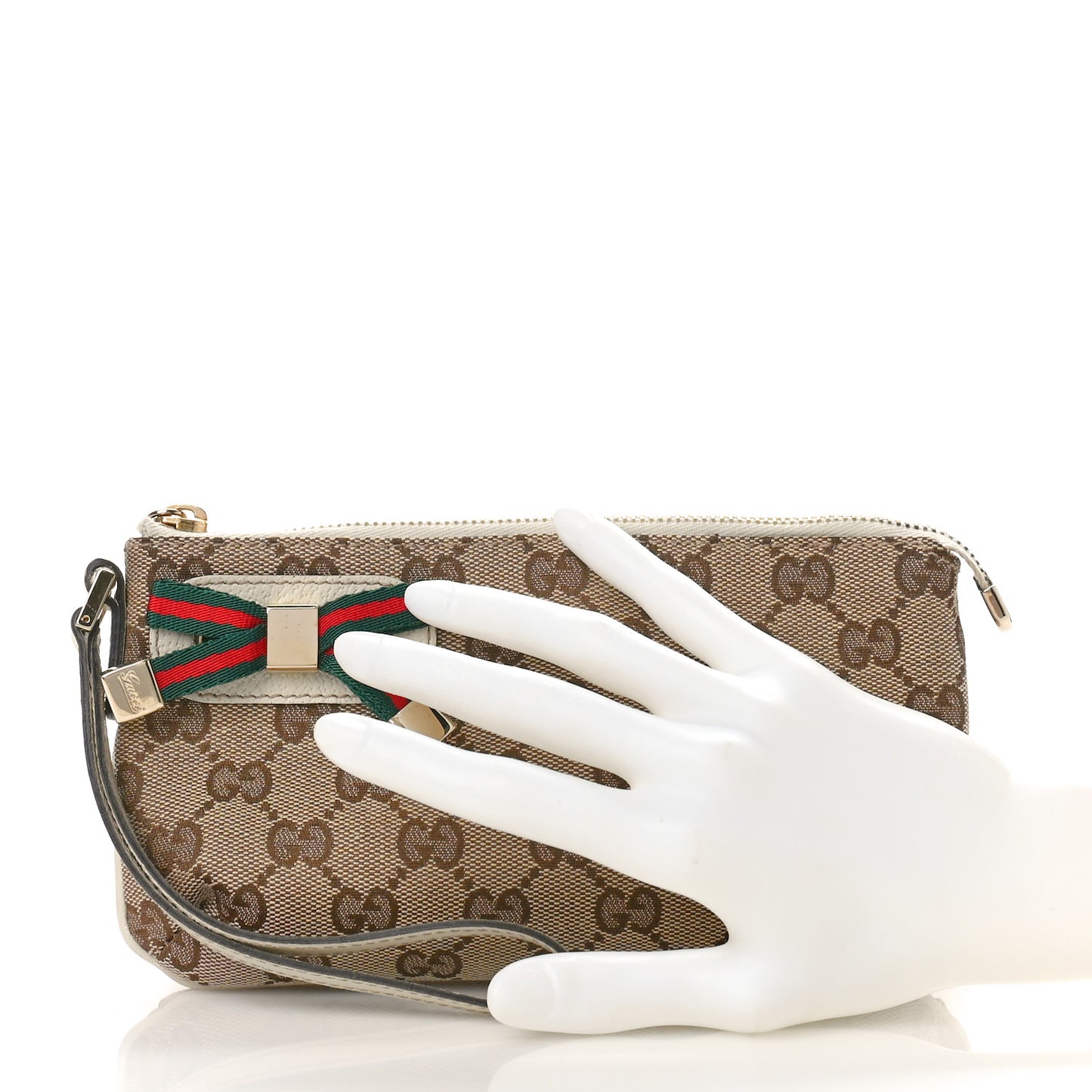 Monogram Web Princy Wristlet Off White