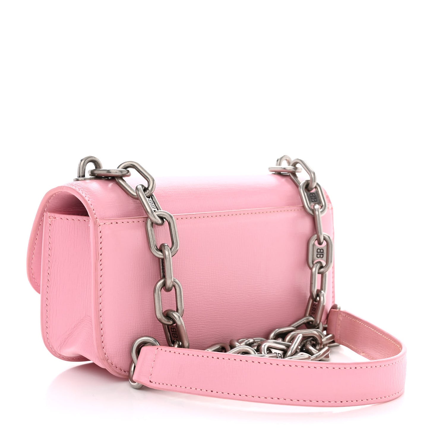 Calfskin Stripe Embossed Gossip Chain Bag XS Candy Pink