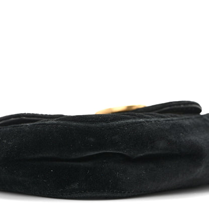 Gucci Velvet Matelasse Mini GG Marmont Shoulder Bag Black 9 of 14