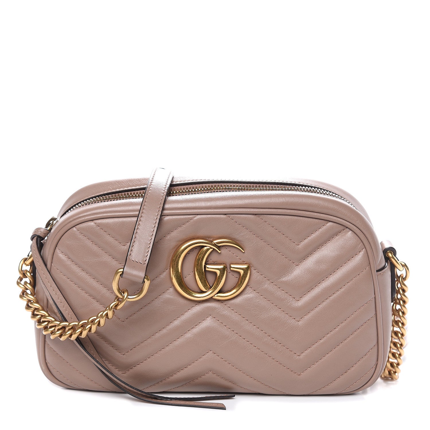 Gucci Calfskin Matelasse Small GG Marmont Chain Shoulder Bag Porcelain Rose 1 of 13