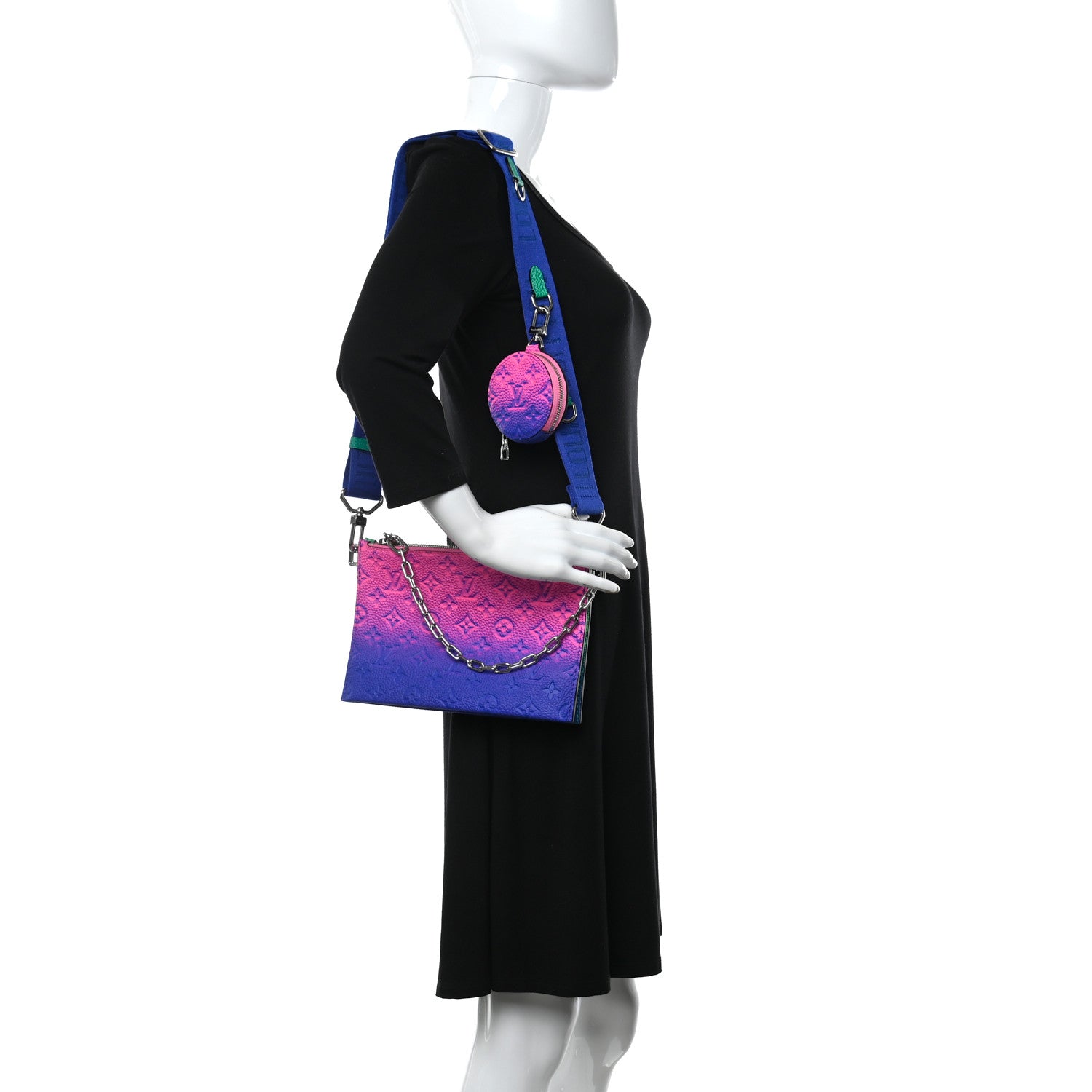 Louis Vuitton Taurillon Illusion Trio Pouch Bleu Rose 2 of 9