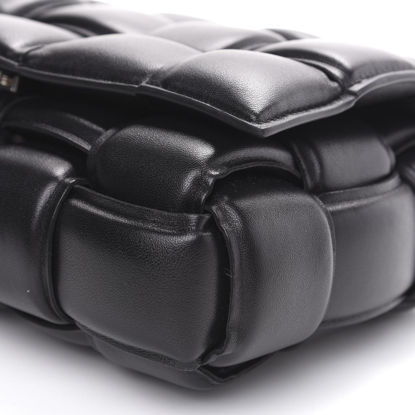 Lambskin Maxi Intreccio Padded Chain Cassette Crossbody Bag Black