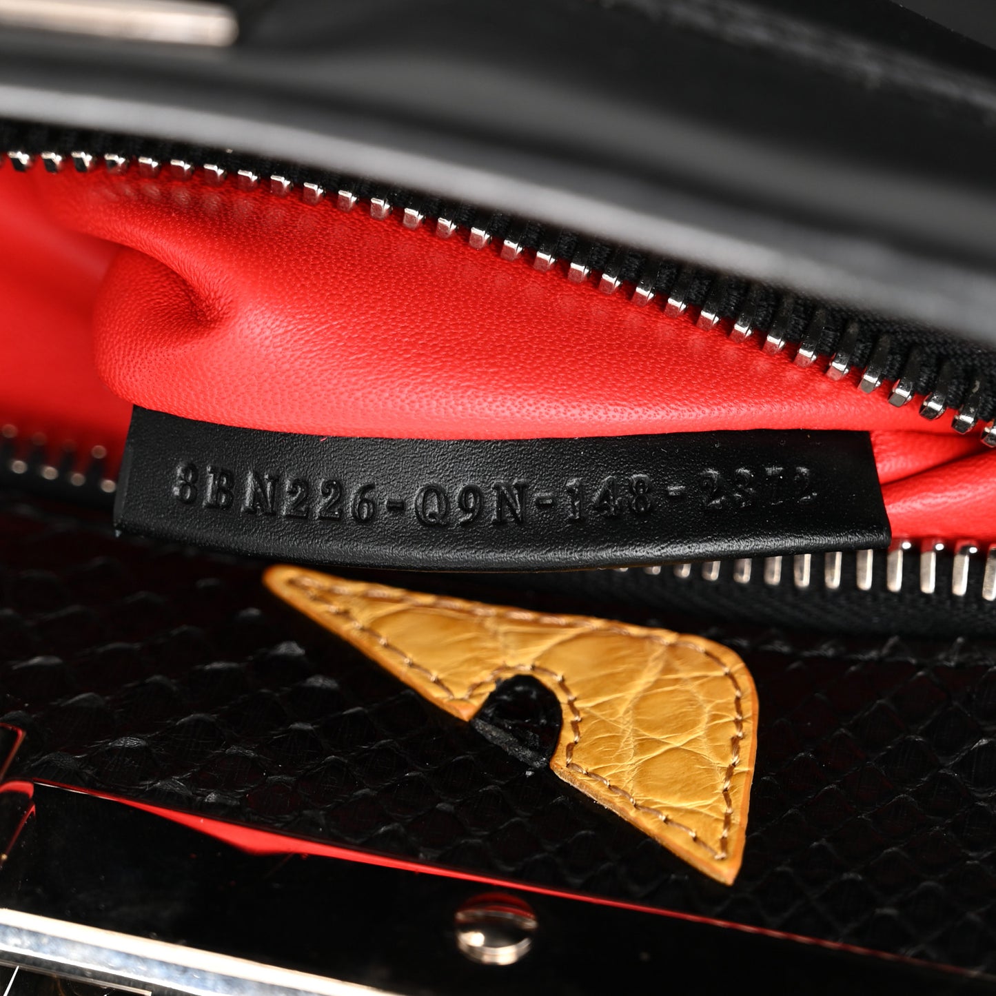 Vitello Seta Snakeskin Crocodile Monster Eyes Medium Peekaboo Iconic Satchel Black Girasole