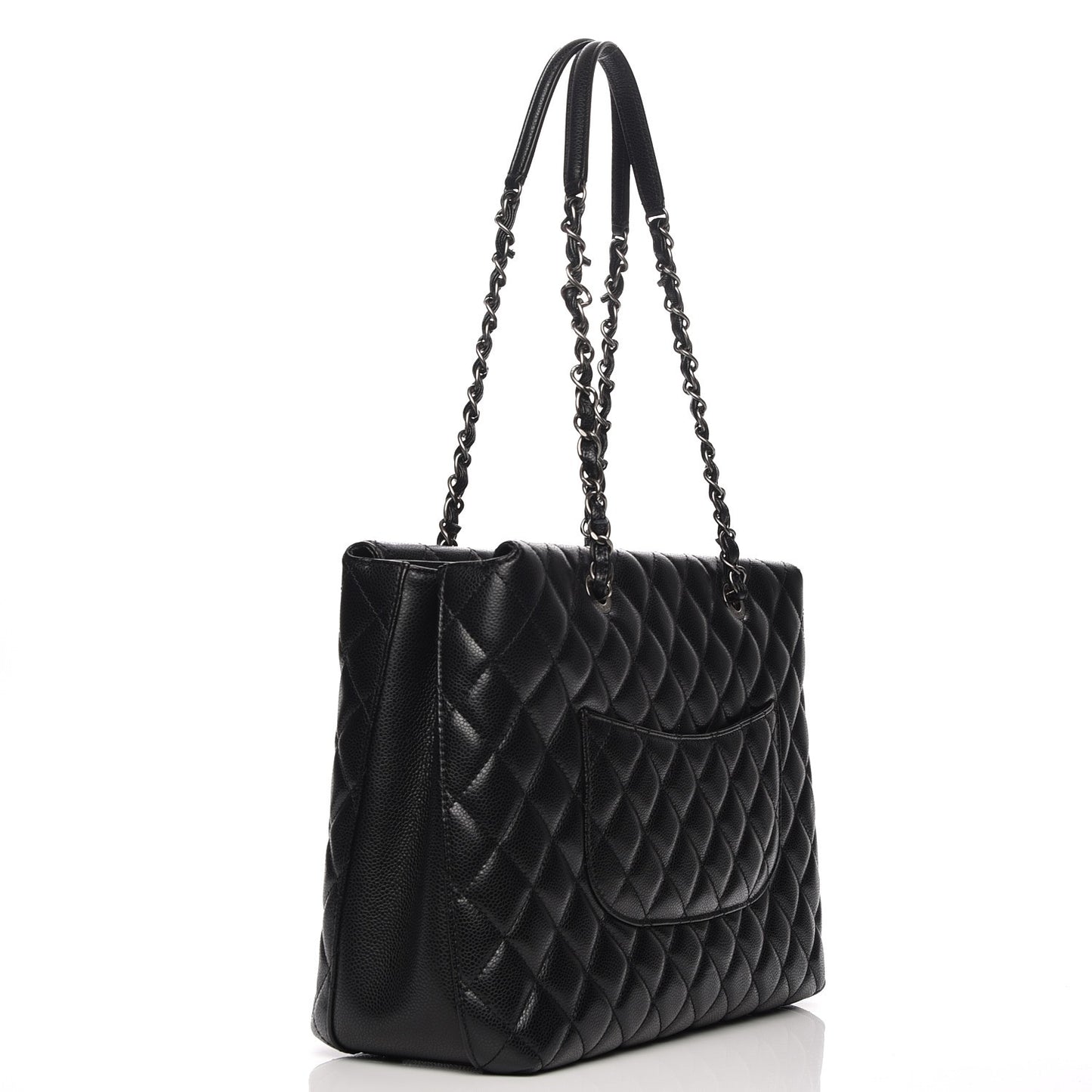 Caviar Quilted City Shopping Tote Black