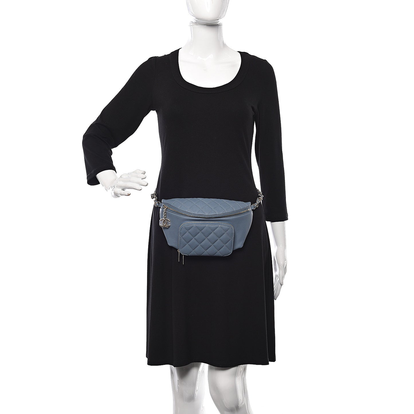 Caviar Quilted Business Affinity Waist Bag Blue