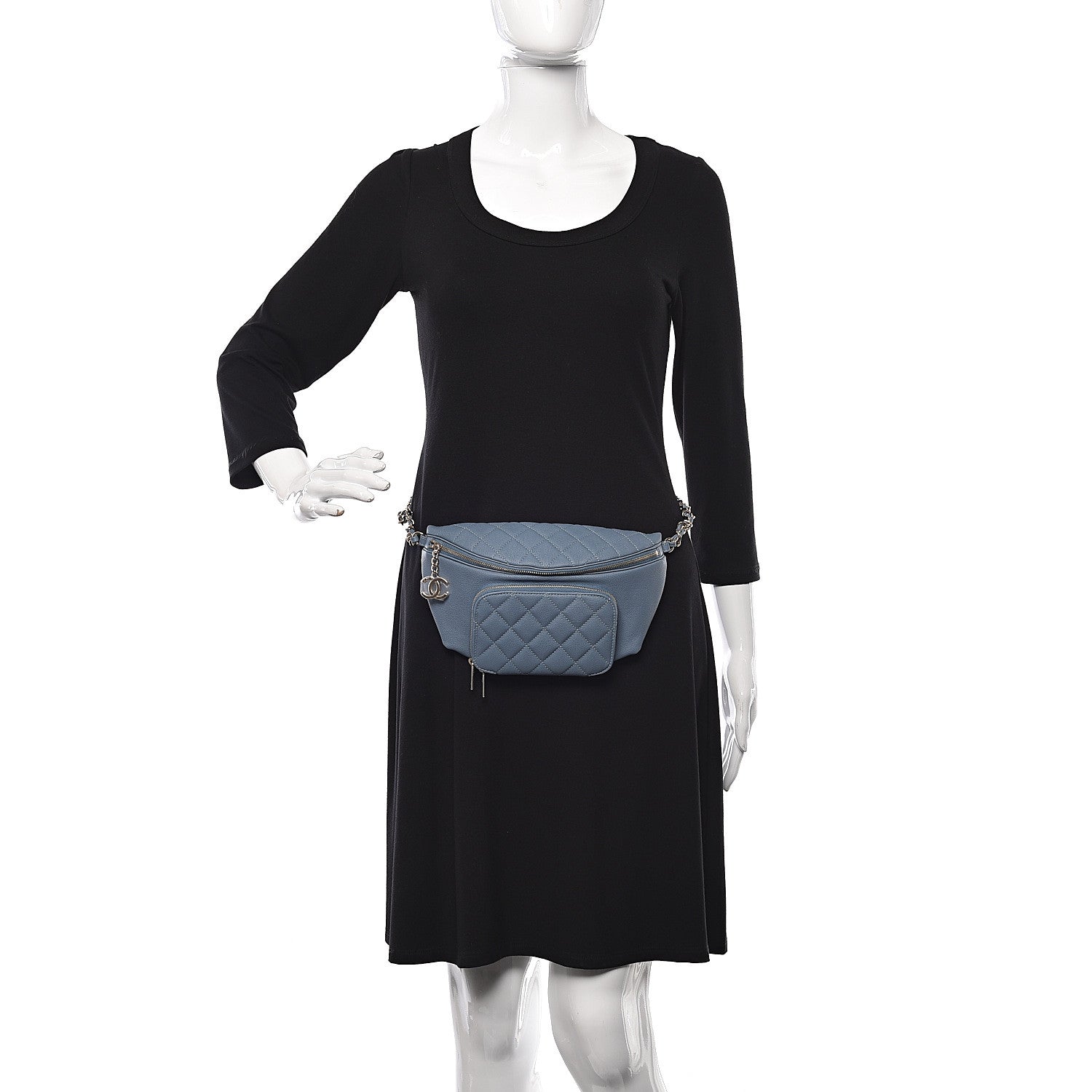 Chanel Caviar Quilted Business Affinity Waist Bag Blue 2 of 10